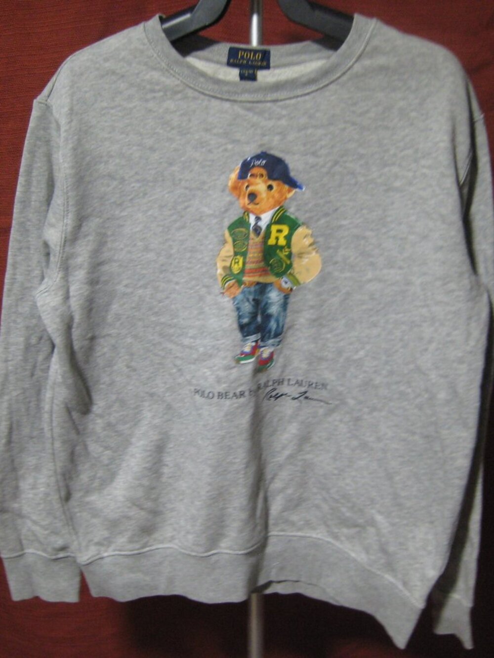 Polo Ralph Lauren Varsity Polo Bear Grey Sweatshirt Boys L 14-16 Crewneck
